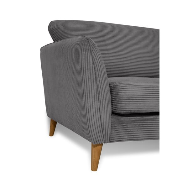 Temno siva sedežna garnitura iz rebrastega žameta 170 cm Paris – Scandic-image-4