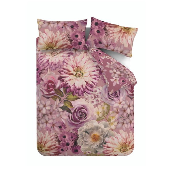 Rožnata podaljšana posteljnina za zakonsko posteljo 230x220 cm Rosemoor Floral – RHS