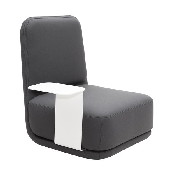 Temno siv fotelj z belo kovinsko mizico Softline Standby High + Side table