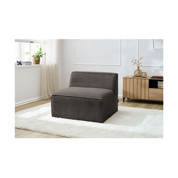 Rjav modul za sedežno garnituro iz rebrastega žameta (sredinski modul) Megeve – Bobochic Paris-image-1