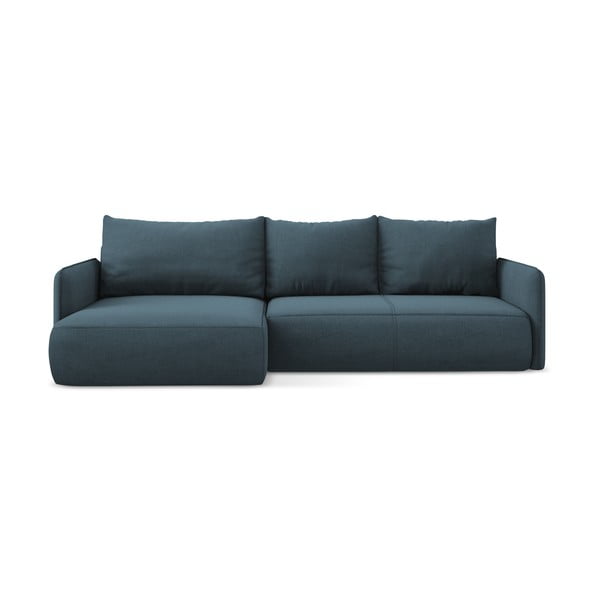 Modra raztegljiva/s prostorom za shranjevanje kotna sedežna garnitura (levi kot) Nanea – Makamii