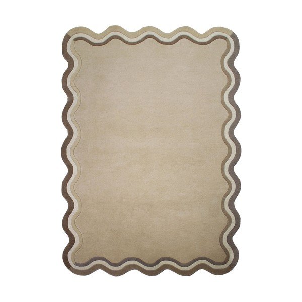 Ročno tkana volnena preproga v naravni barvi 160x230 cm Leo Scallop – Flair Rugs