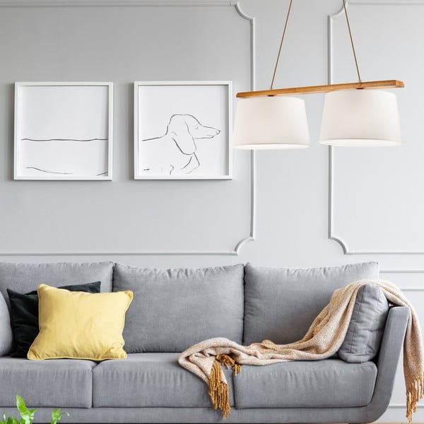 Rjava viseča svetilka s tekstilnim senčnikom ø 35 cm Aida – LAMKUR-image-1