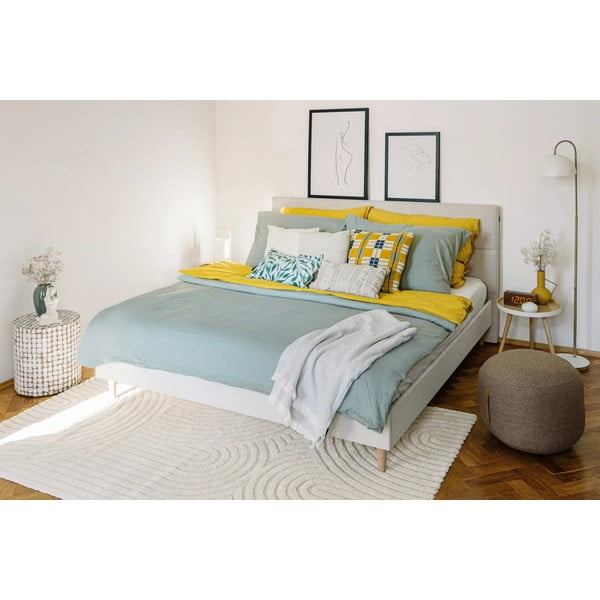 Bež zakonska postelja Bobochic Paris Elyna Light, 180 x 200 cm-image-1