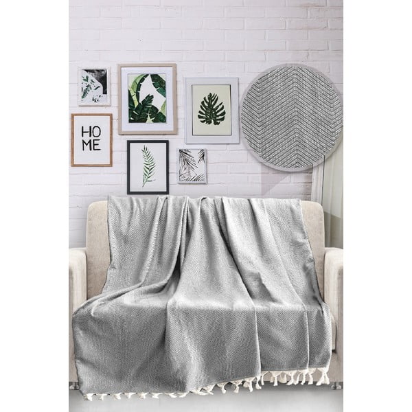 Sivo bombažno posteljno pregrinjalo Viaden HN, 170 x 230 cm