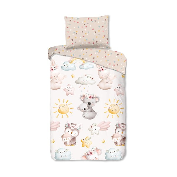 Rjava/bež enojna bombažna otroška posteljnina 140x200 cm Hugs – Good Morning