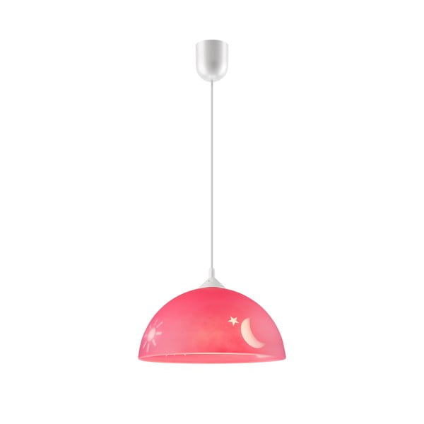 Rožnata otroška svetilka s steklenim senčnikom ø 30 cm Day & Night – LAMKUR