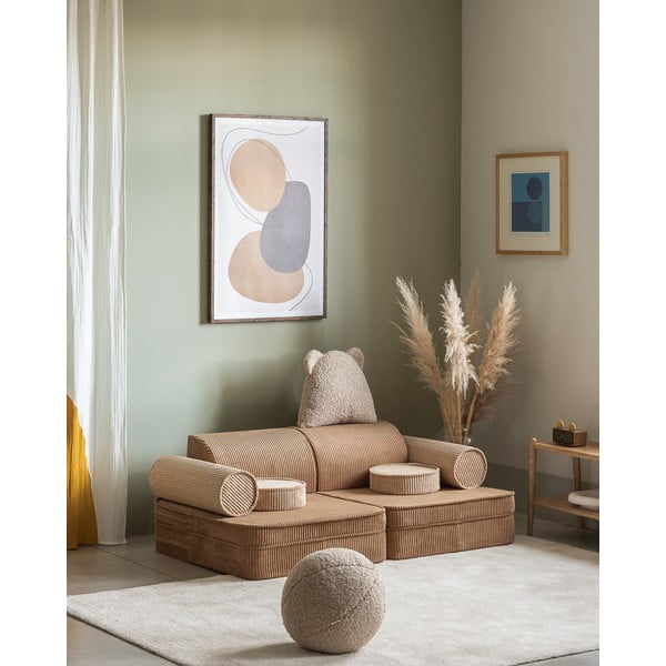 Rjava otroška sedežna garnitura iz rebrastega žameta 132 cm Settee – Wigiwama-image-4