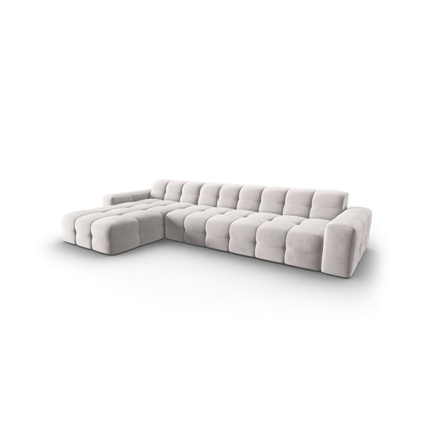 Svetlo siva žametna kotna zofa (levi kot) Kendal - Micadoni Home-image-3