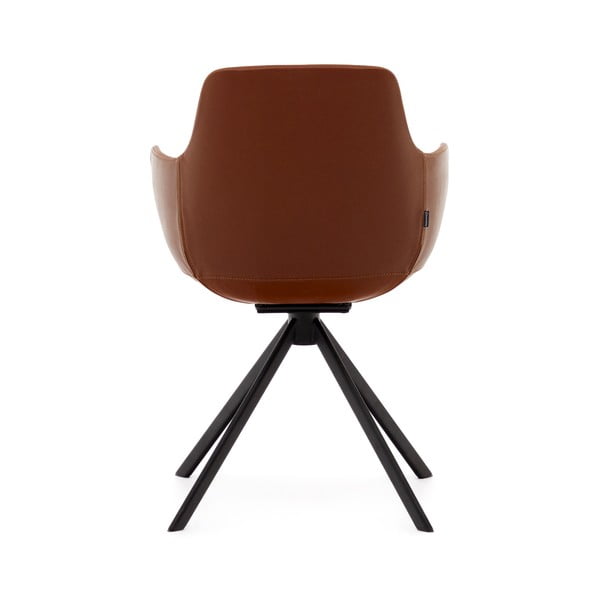 Oblazinjeni jedilni stoli v kompletu z nasloni za roke 2 ks v konjak rjavi barvi Tissiana – Kave Home-image-1