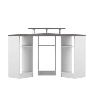 Bela delovna miza s ploščo v betonskem dekorju 94x94 cm - TemaHome France