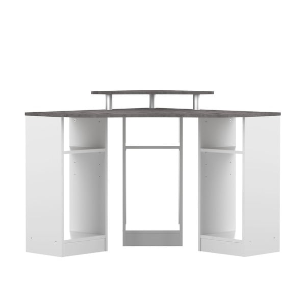 Bela delovna miza s ploščo v betonskem dekorju 94x94 cm - TemaHome 