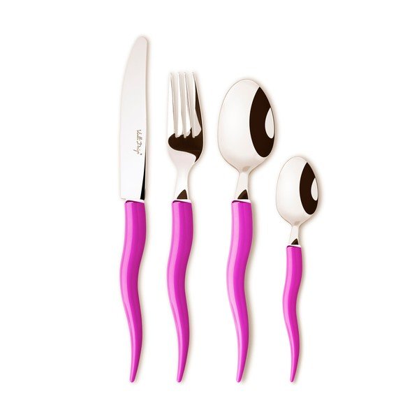 Komplet jedilnega pribora Tullio vijolične barve, 24 kosov