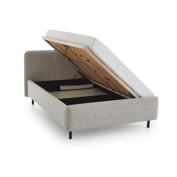 Bež oblazinjena zakonska postelja s prostorom za shranjevanje z letvenim dnom 180x200 cm Primo – Meise Möbel-image-3