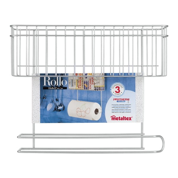 Stenski nosilec s polico in držalom za papirnate brisače Metaltex Rollo-image-2
