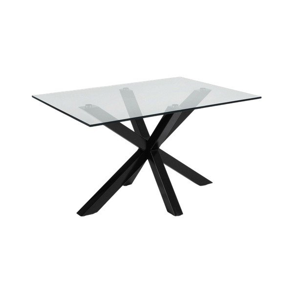 Črna klubska mizica s stekleno mizno ploščo 70x130 cm Argo – Kave Home-image-4