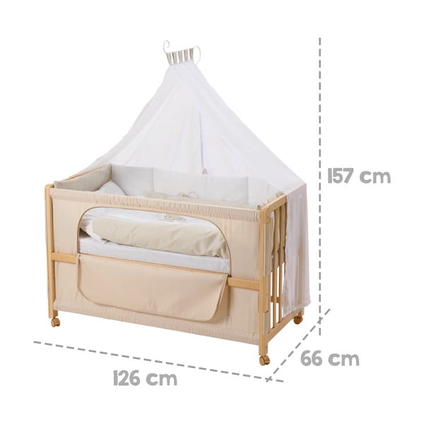 Otroška posteljica na koleščkih z ogrodjem za baldahin 60x120 cm Liebhabär – Roba-image-2