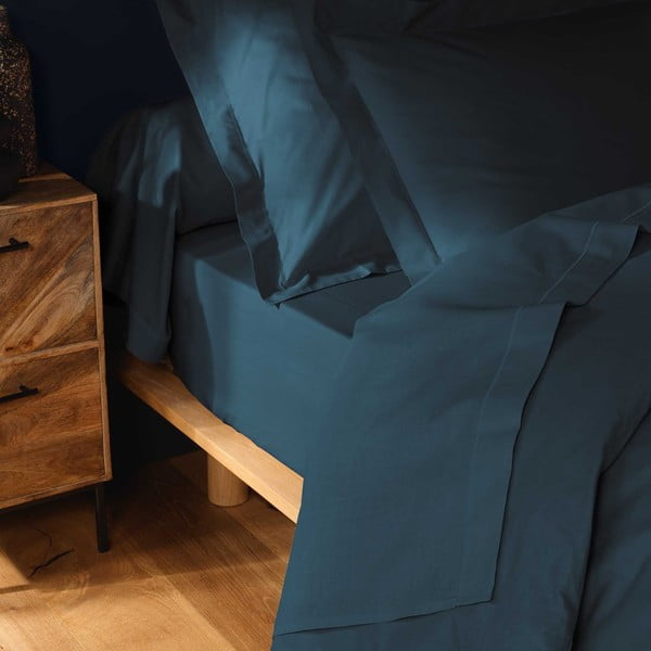 Modra napenjalna bombažna rjuha 160x200 cm Lina – douceur d'intérieur-image-2