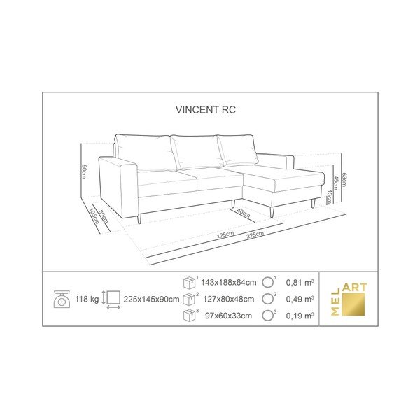 Črna kotna raztegljiva sedežna garnitura z ležalnikom na desni strani Mazzini Sofas Iris-image-1