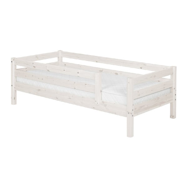 Bela otroška postelja iz borovega lesa z zaščitno pregrado Flexa Classic, 90 x 200 cm