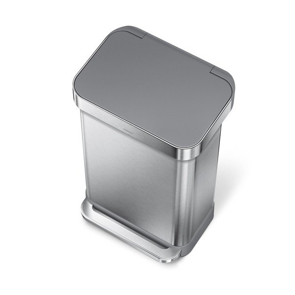 Jeklen koš za smeti s pedalom v srebrni barvi 45 l – simplehuman-image-1