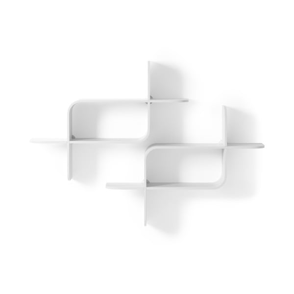 Bela večnivojska polica iz masivnega kavčukovca 62 cm Montage – Umbra-image-3