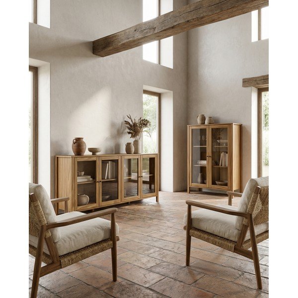 Vitrina iz masivnega bora v naravni barvi 186x80x40 cm Alessandra – Marckeric-image-4