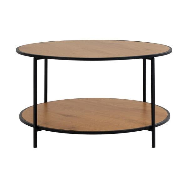 Okrogla mizica z mizno ploščo v hrastovem dekorju v naravni barvi ø 80 cm Vita – House Nordic-image-2