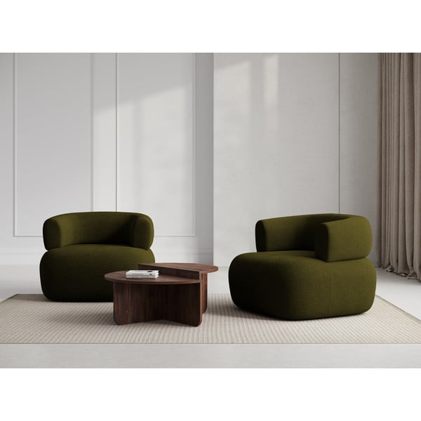Zelen fotelj iz tkanine bouclé Jenny – Micadoni Home-image-1