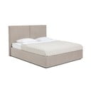 Sivorjava oblazinjena zakonska postelja s prostorom za shranjevanje z letvenim dnom 180x200 cm Thessa Bold – Bonami Selection