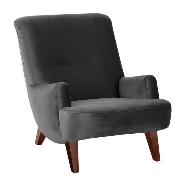 Antracitno siv fotelj z rjavimi nogami Max Winzer Brandford Suede