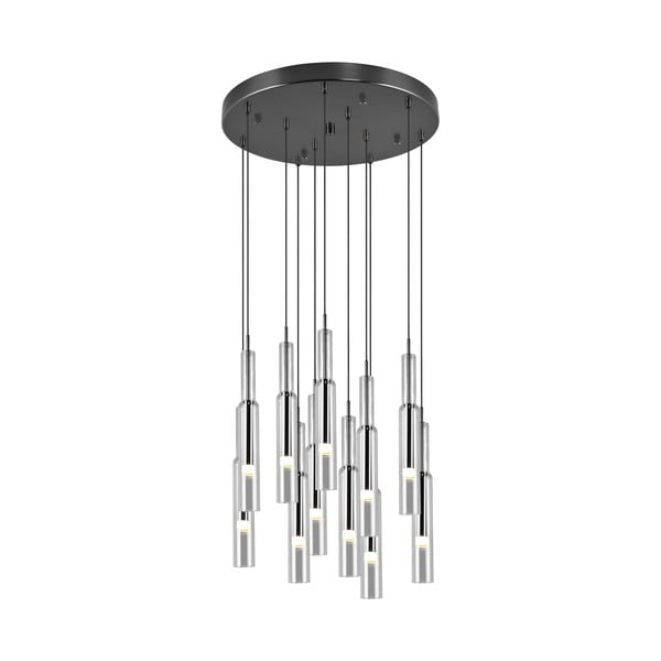 Črna/srebrna LED viseča svetilka s steklenim senčnikom ø 50 cm Lucent – Trio Select