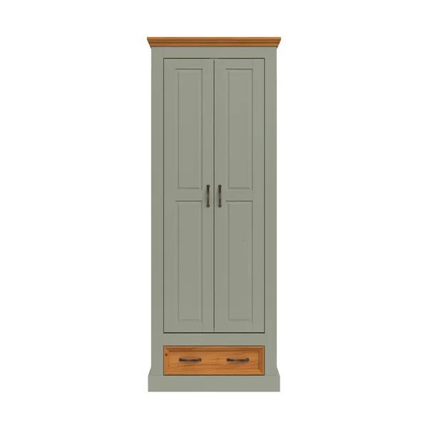 Zelena/v svetli naravni barvi garderobna omara iz masivnega bora 70x185x40 cm Selma – Støraa