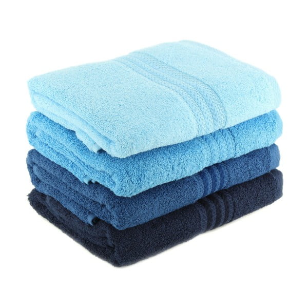 Komplet 4 modrih bombažnih brisač Foutastic Sky, 70 x 140 cm-image-1