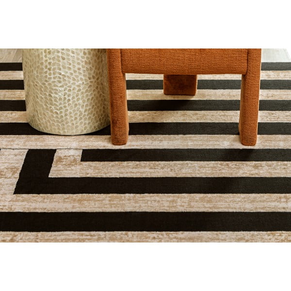 Črna/bež volnena preproga 170x240 cm Agnus Art Deco II – Agnella-image-1