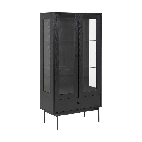 Črna vitrina v jesenovem dekorju 75x152 cm Angus – Actona-image-2