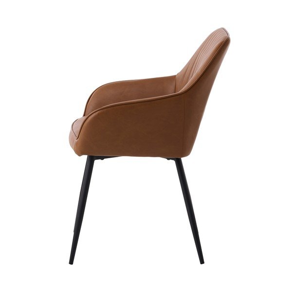 Rjavi oblazinjeni jedilni stoli v kompletu z nasloni za roke 2 ks Nolan Stripe – Unique Furniture-image-3