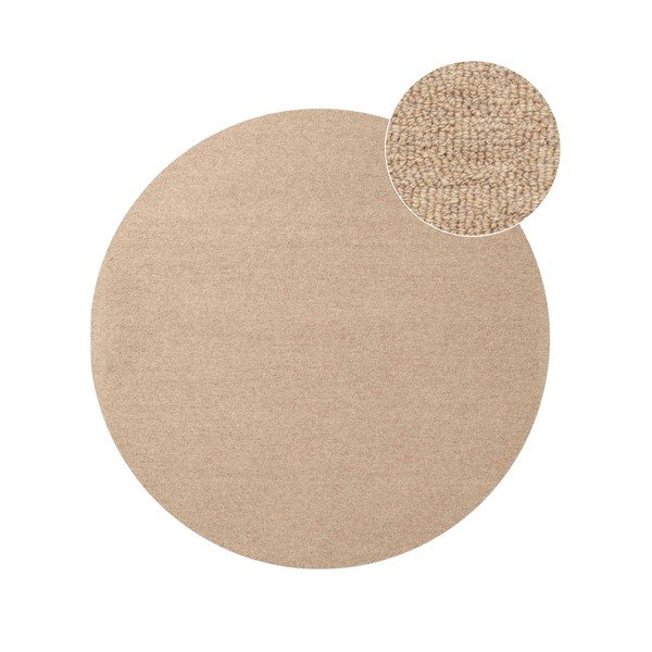 Ročno tkana volnena okrogla preproga v naravni barvi ø 160 cm Puristic Knots – Elle Decoration