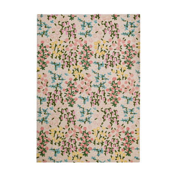 Kremno bela ročno tkana volnena preproga 200x290 cm Emilia Floral – Flair Rugs