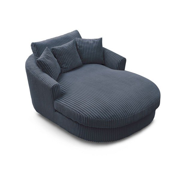 Temno moder fotelj iz rebrastega žameta Belem – Bobochic Paris-image-4