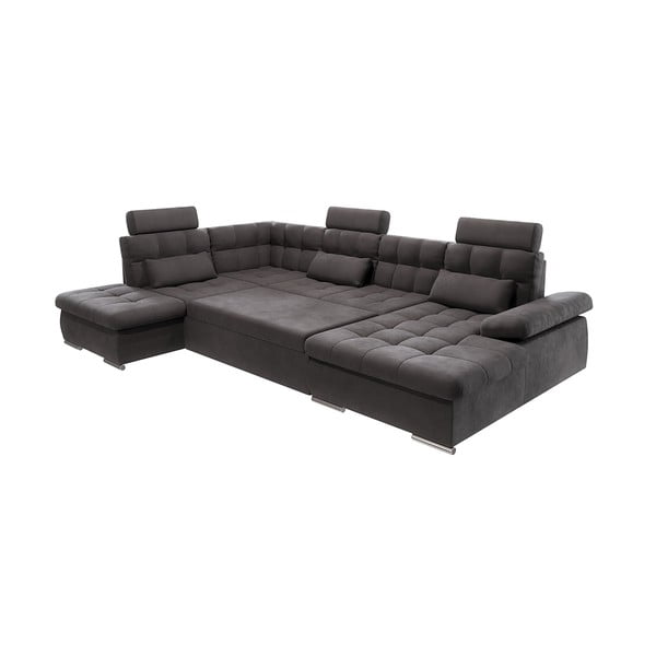 Antracitno siva raztegljiva kotna sedežna garnitura s prostorom za shranjevanje (levi kot/v obliki črke "U") Merkur – Ropez-image-2