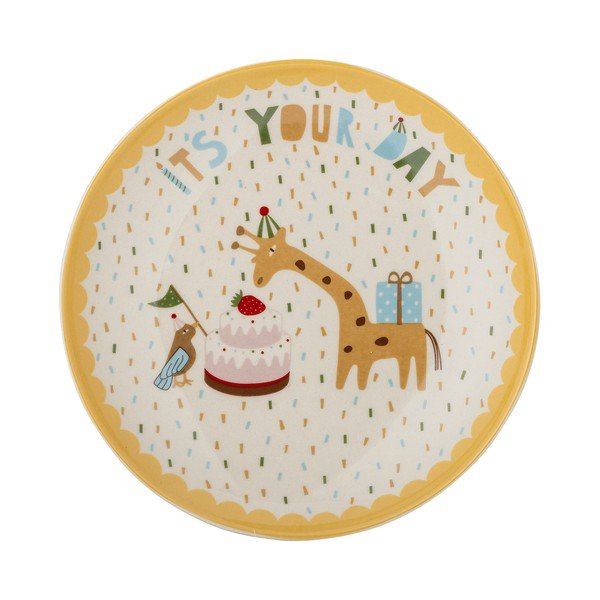 Rumen/kremno bel otroški krožnik iz kamenine ø 16 cm Celebrate – Bloomingville Mini