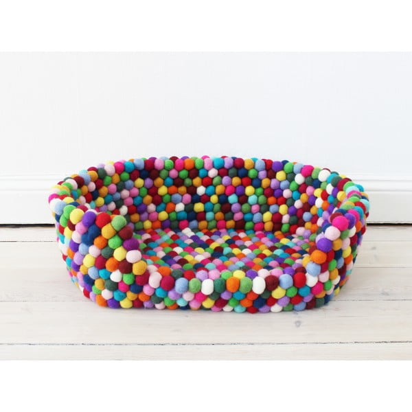 Barvna postelja za hišne ljubljenčke iz volnenih kroglic Wooldot Ball Pet Basket Multi, 80 x 60 cm