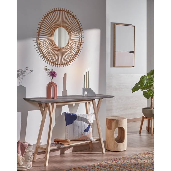 Okrogla stranska mizica iz masivnega munggur lesa ø 30 cm Halker – Kave Home-image-1