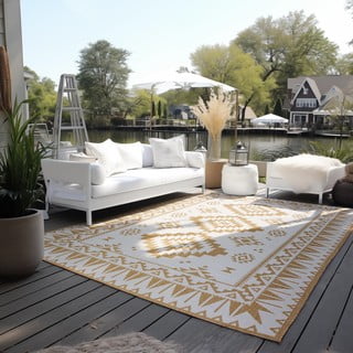 Oker rumena/kremno bela zunanja preproga 80x150 cm Gemini – Elle Decoration
