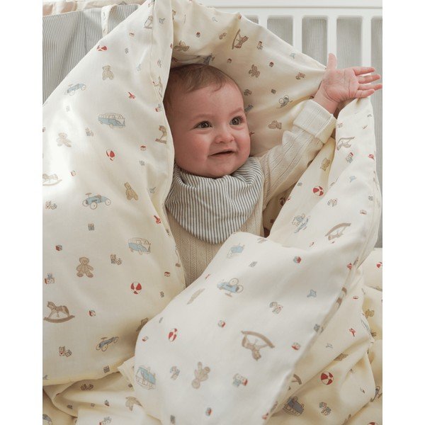 Svetlo rumena otroška posteljnina za otroško posteljico iz organskega bombaža 100x140 cm Vintage Toys – Cam Cam Copenhagen-image-1