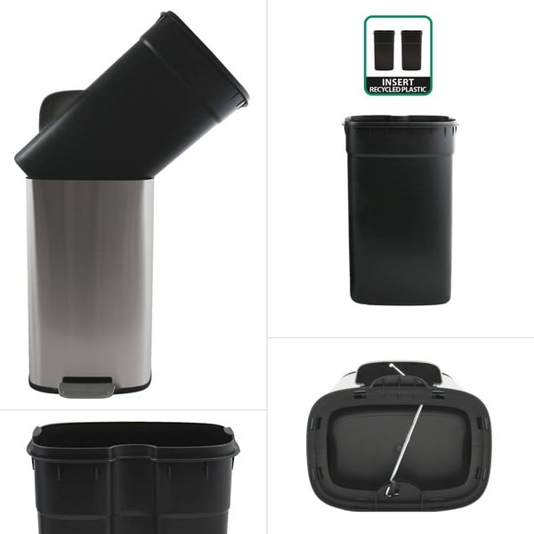 Jeklen koš za smeti v mat srebrni barvi s pedalom 50 l Akira – Spirella-image-2