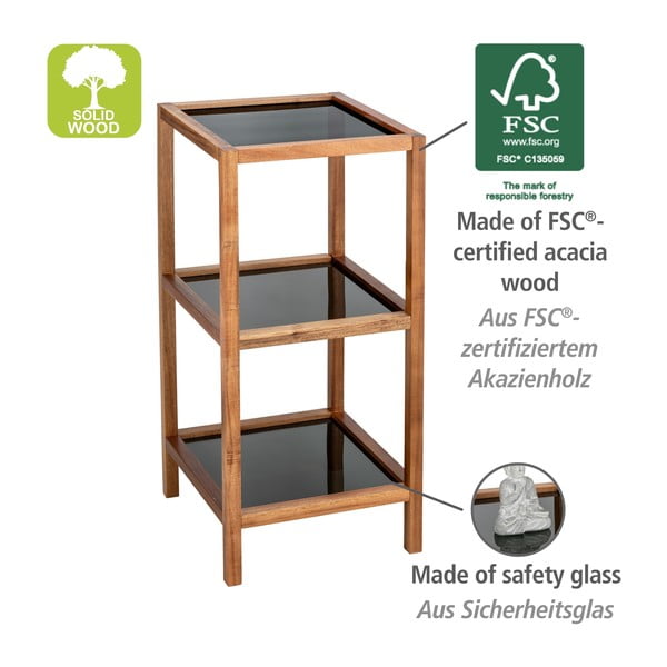 Steklena kopalniška polica v črni in naravni barvi 36x79 cm Fondi – Wenko-image-4