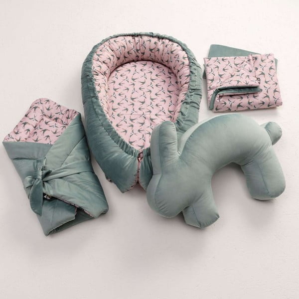 Mint zelena blazina za dojenje Velvet Bunny – Yellow Tipi-image-1