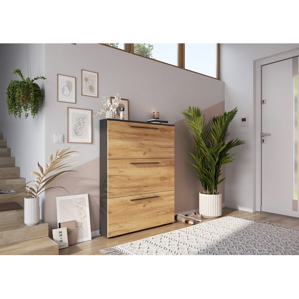 Temno siva omara čevlje v hrastovem dekorju Wildomar - Germania-image-1